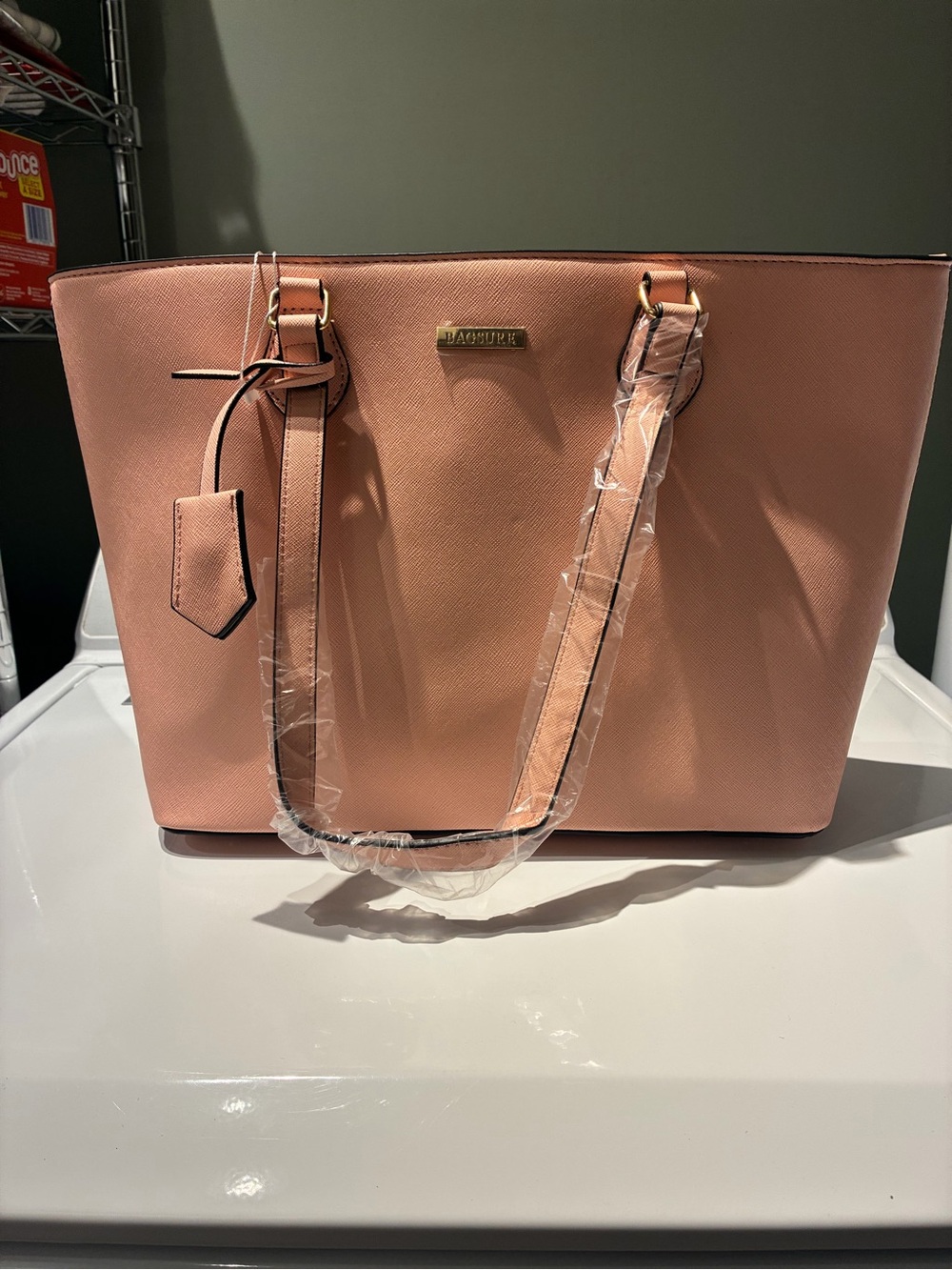 Pinko Blush Pink Structured Tote with Gold Hardware